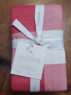 New with tag! Levtex Home Window Drapes Set of 2 Red Buffalo Check Plaid 55 x 84
